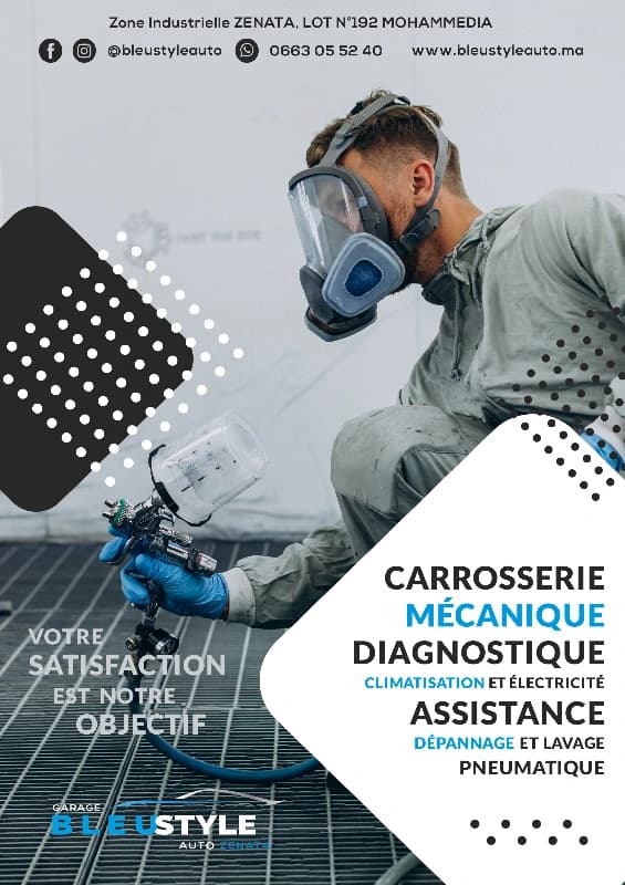 Création Identité Visuelle & Print : Garage BleuStyleAuto Mohammedia